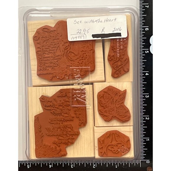 2004 STAMPIN' UP! 104889 SEE WITH THE HEART Wood Mounted Rubber Stamp set of 5 - Picture 3 of 6